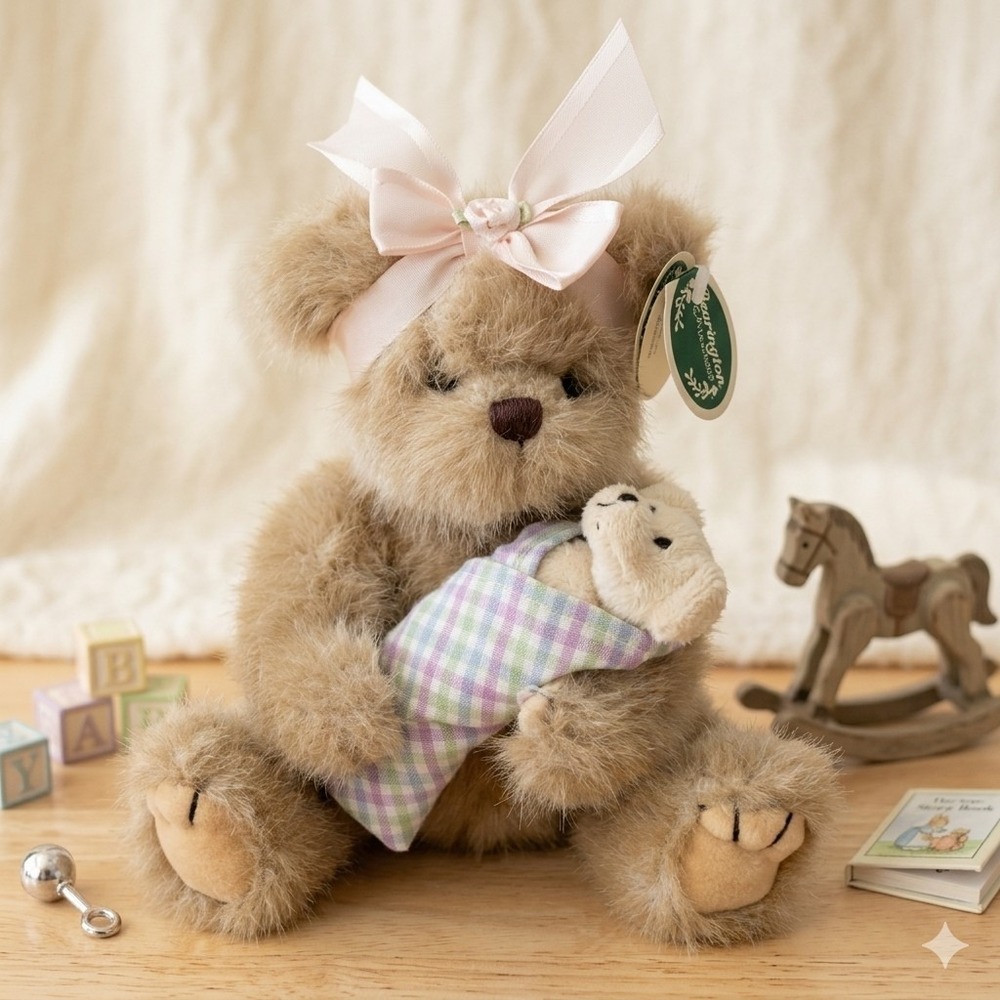 Bearington Collection Bundle & Joy Bear Mother Baby Plush 10" NWT New Mom Gift